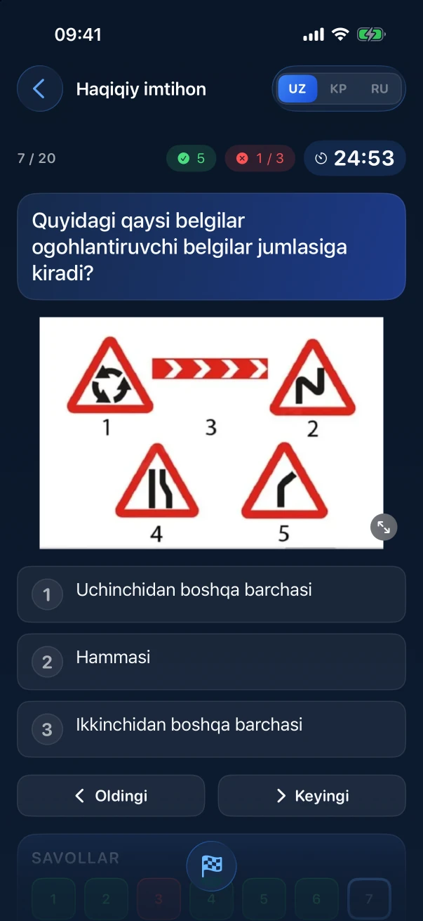 BirgaBir: imtihon rejimidagi savol, taymer va xatolar hisoblagichi